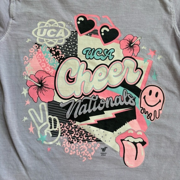 🤍5 for 20$ Varsity UCA Nationals Cheer Purple Short Sleeve Tee Shirt Youth Small - Picture 8 of 9